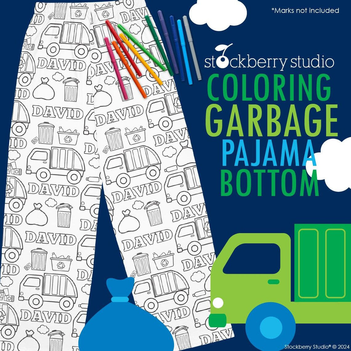 Garbage Truck Coloring Pajama Personalized with Name