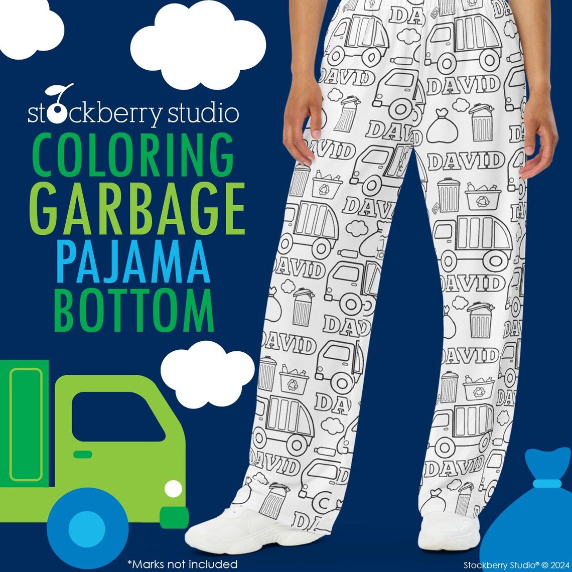 Garbage Truck Coloring Pajama Personalized with Name