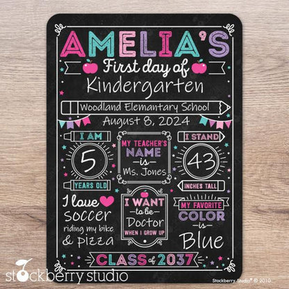 Personalized First & Last Day of School Dry Erase Sign – Reusable Back to School Chalkboard for Kindergarten