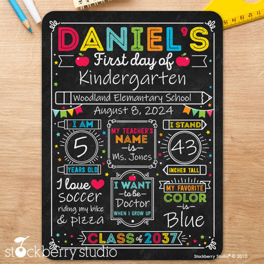 Personalized First & Last Day of School Dry Erase Sign – Reusable Back to School Chalkboard for Kindergarten