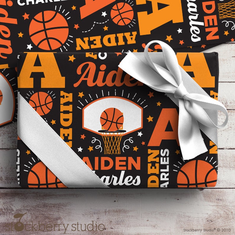 Basketball Gift Wrapping Paper Personalized Boy Name Wrap