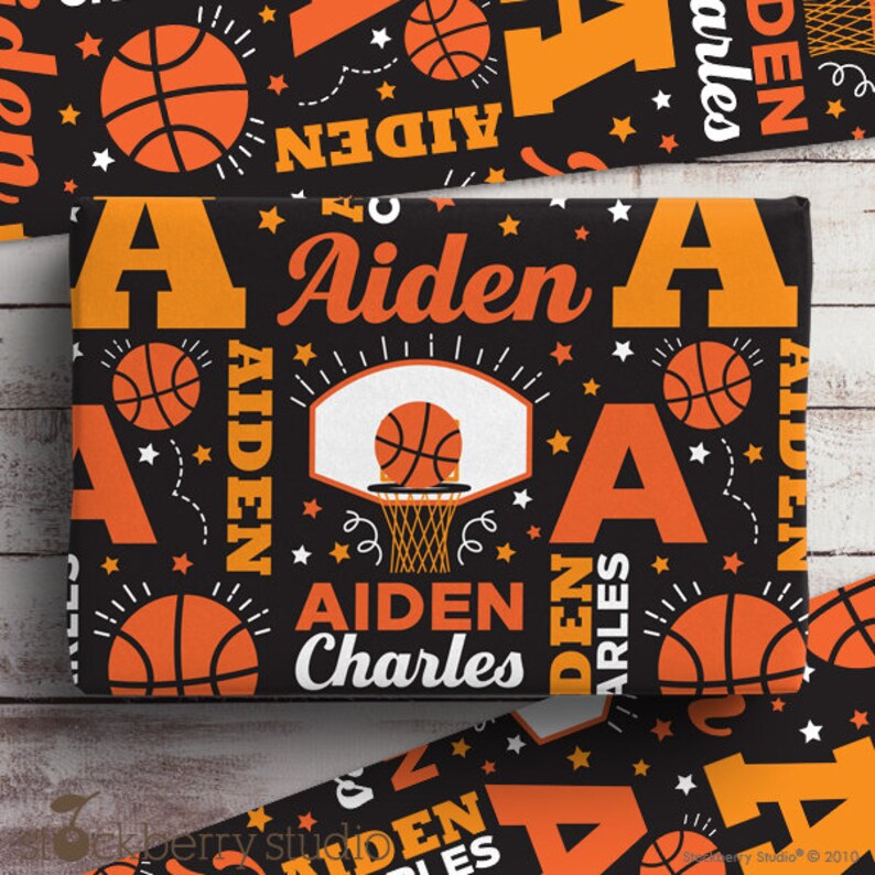 Basketball Gift Wrapping Paper Personalized Boy Name Wrap