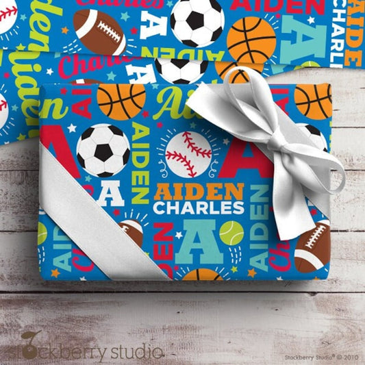 Sports Wrapping Paper Name Personalized