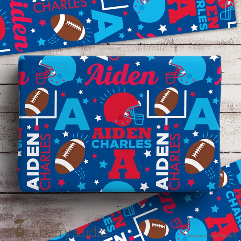 Football Wrapping Paper Personalized Gift Wrap Name Boy