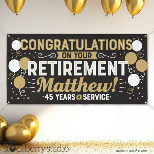 Retirement Vinyl Banner Personalized Sign Her Him