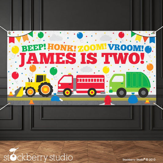 Transportation Birthday Banner Decorations Personalized