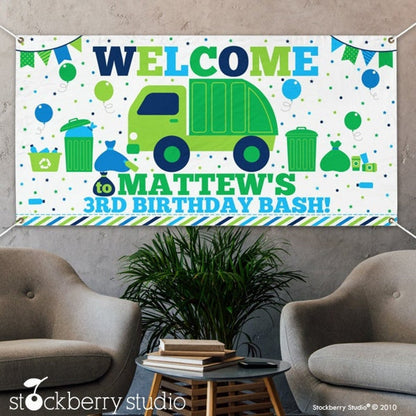 Garbage Truck Birthday Vinyl Banner Personalized