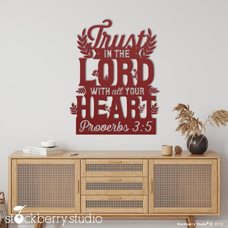 Christian Wall Art Proverbs 3:5 – 'Trust in the Lord' Inspirational Metal Sign