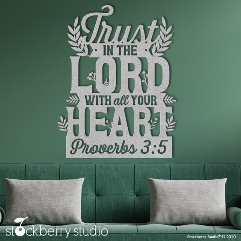 Christian Wall Art Proverbs 3:5 – 'Trust in the Lord' Inspirational Metal Sign