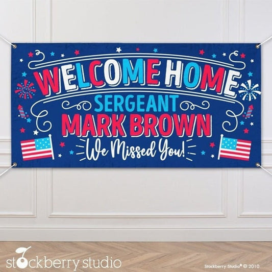 Welcome Home Military Vinyl Banner Personalized