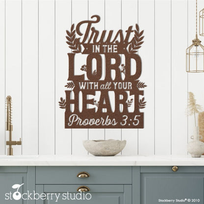 Christian Wall Art Proverbs 3:5 – 'Trust in the Lord' Inspirational Metal Sign