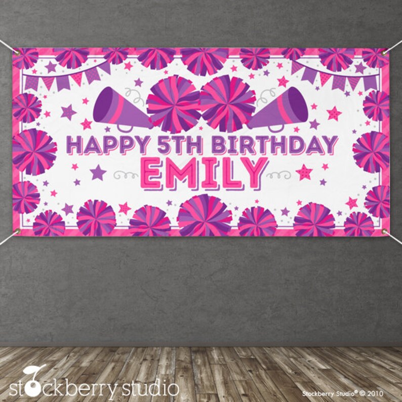 Cheerleading Birthday Party Vinyl Banner Personalized