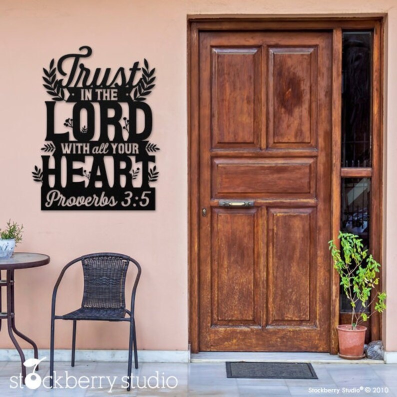 Christian Wall Art Proverbs 3:5 – 'Trust in the Lord' Inspirational Metal Sign