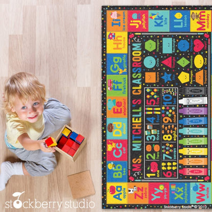 Colorful Kids Classroom Rug ABCs, Numbers, Shapes, and Fun Educational Design for Early Learning