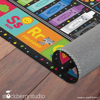 Colorful Kids Classroom Rug ABCs, Numbers, Shapes, and Fun Educational Design for Early Learning