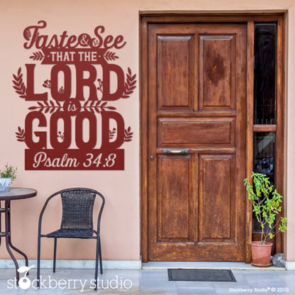 Christian Wall Art Psalm 34:8 Taste and See Lord is Good Metal Sign