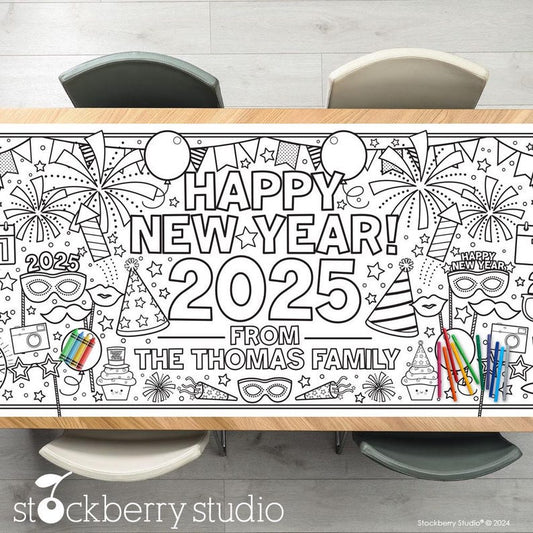 New Years Coloring Tablecloth Personalized