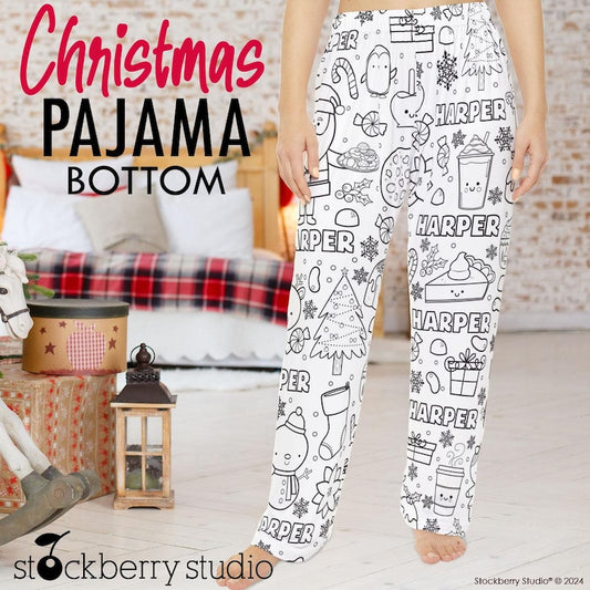 Christmas Pajamas Bottom Coloring Activity Personalized