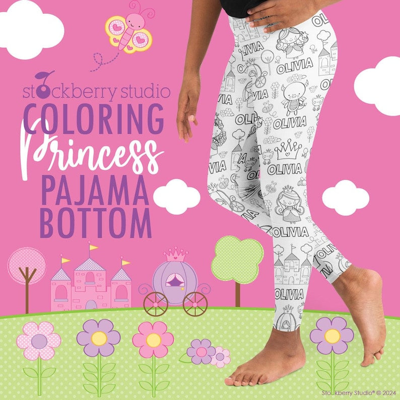 Princess  Birthday Coloring Pajama Personalized with Name