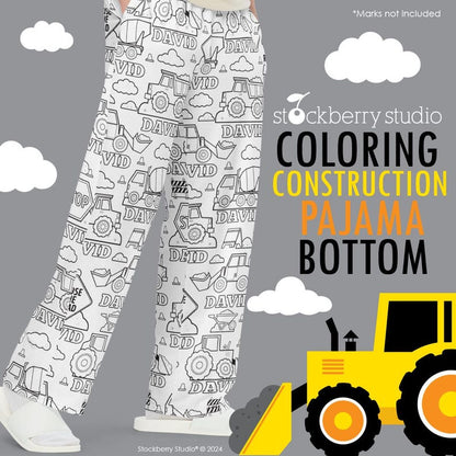 Construction Coloring Pajama Pants Dump Truck Boy