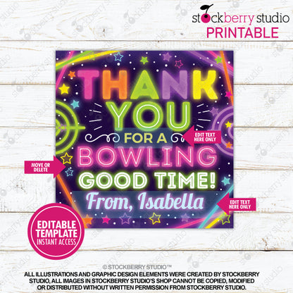 Girl Laser Tag Bowling Gift Tag