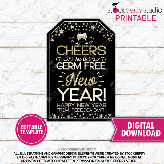 New Years Hand Sanitizer Tag