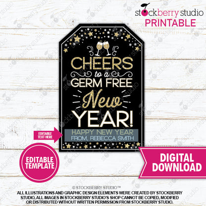 New Years Hand Sanitizer Tag