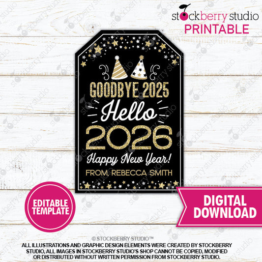 New Years Champagne Gift Tag