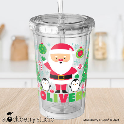 Personalized Kids Christmas Cup with Straw – Reindeer Holiday Tumbler for Boys & Girls