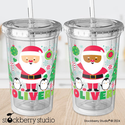 Personalized Kids Christmas Cup with Straw – Reindeer Holiday Tumbler for Boys & Girls