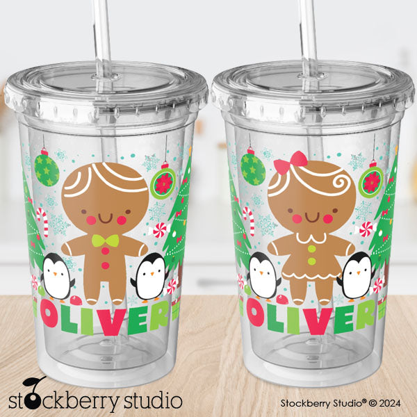 Personalized Kids Christmas Cup with Straw – Reindeer Holiday Tumbler for Boys & Girls