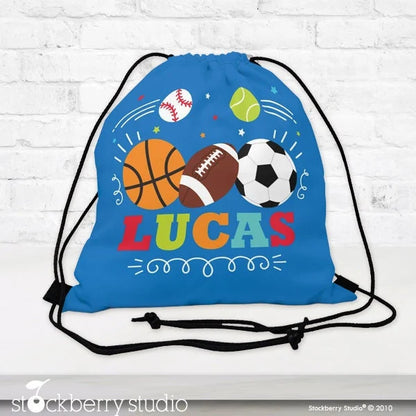 Sports Drawstring Bag Personalized Backpack Football Soccer Basketball Baseball Tennis Bag Gifts for Sports