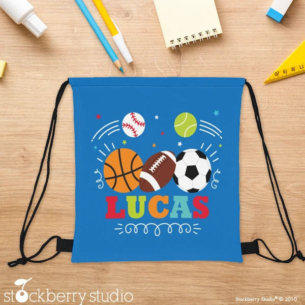 Sports Drawstring Bag Personalized Backpack Football Soccer Basketball Baseball Tennis Bag Gifts for Sports