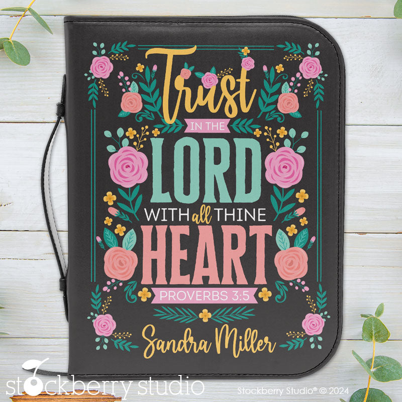 Personalized Bible Cover with Handle – Floral Engraved Scripture Case | Christian Gift for Her, Mom, Girls | Religious Birthday, Christmas, Prayer Organizer
