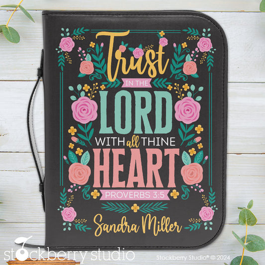 Personalized Bible Cover with Handle – Floral Engraved Scripture Case | Christian Gift for Her, Mom, Girls | Religious Birthday, Christmas, Prayer Organizer