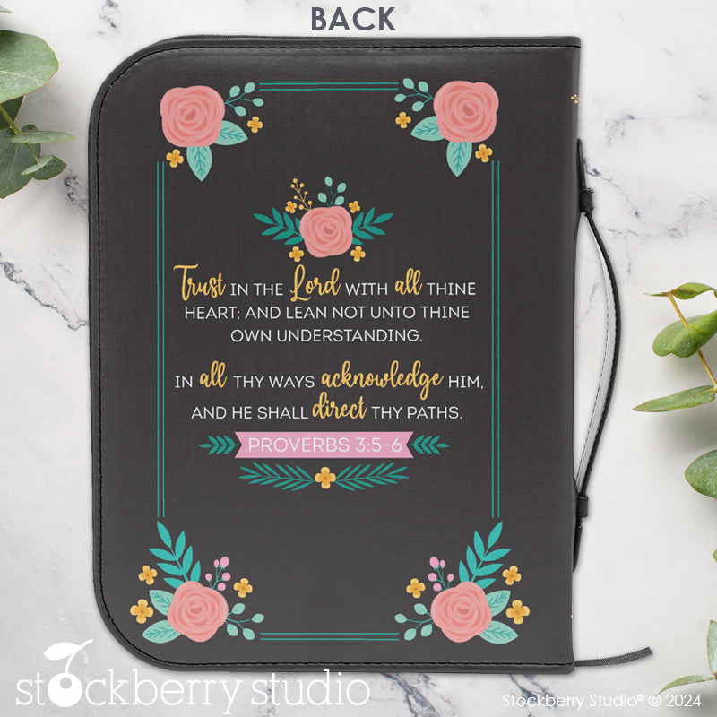 Personalized Bible Cover with Handle – Floral Engraved Scripture Case | Christian Gift for Her, Mom, Girls | Religious Birthday, Christmas, Prayer Organizer