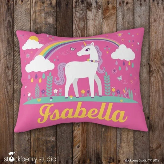 Unicorn Pillowcase Personalized Girl Rainbow Custom Unicorn Birthday Gift Unicorn Pillow Kids Pillowcase Girls Decorative Pillow Sham