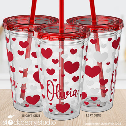 Kids Heart Valentine's Day Cup with Straw