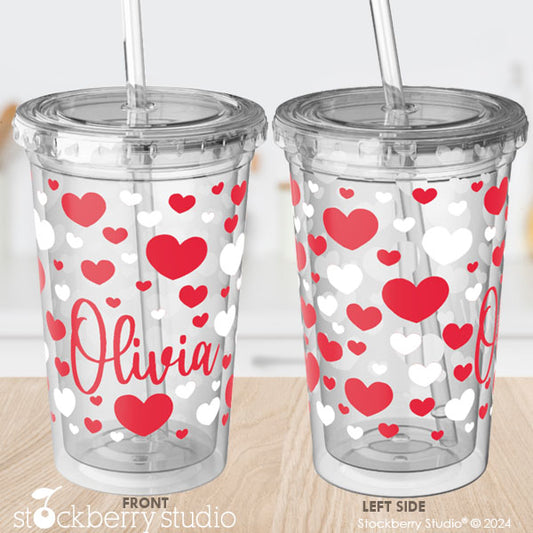 Kids Heart Valentine's Day Cup with Straw