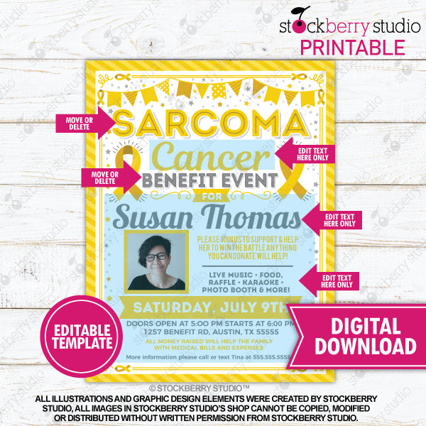 Bone Cancer Benefit Fundraiser Flyer