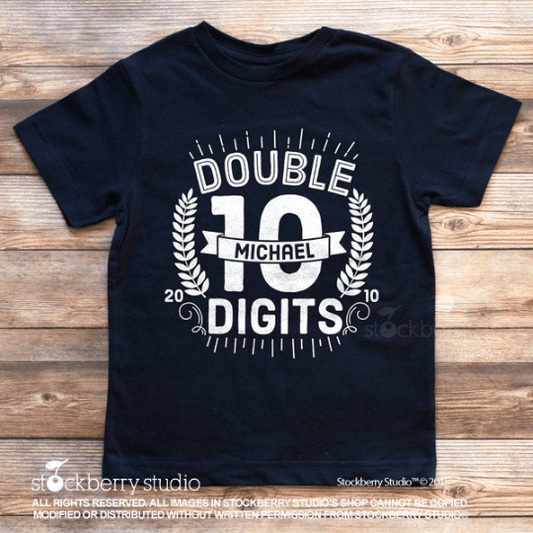 10th Birthday Shirt - Double Digits - Stockberry Studio