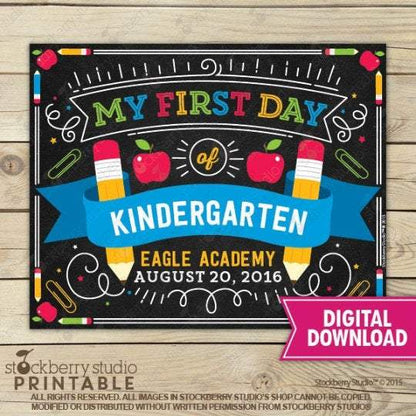 Preschool Sign - Personalized Back to School Poster - Stockberry Studio