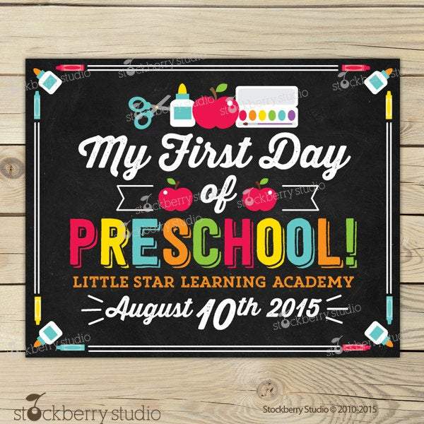 Preschool Sign - Personalized Back to School Poster - Stockberry Studio