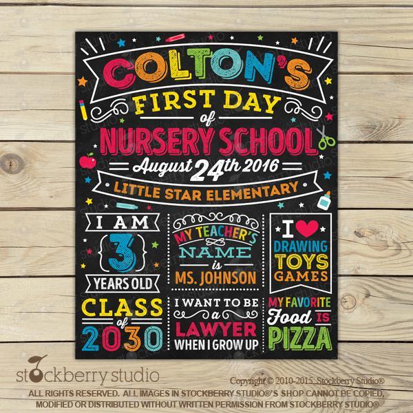 Boy First Day of School Chalkboard - 1st Day of School Sign - Stockberry Studio