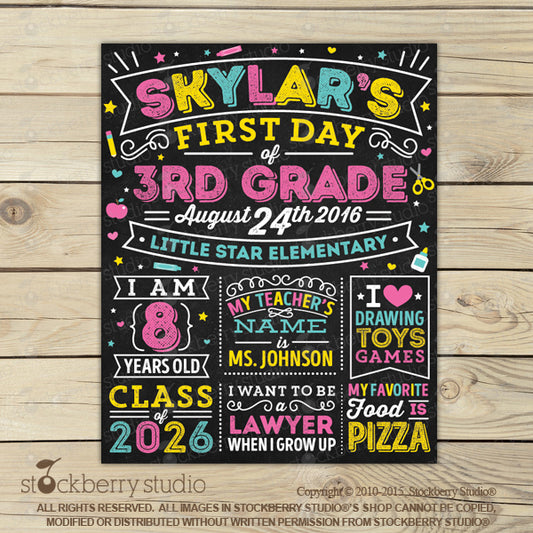 First Day of School Chalkboard - 1st Day of School Sign - Stockberry Studio
