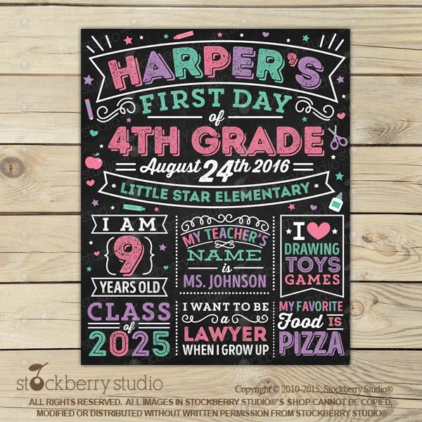 Boy First Day of School Chalkboard - 1st Day of School Sign - Stockberry Studio