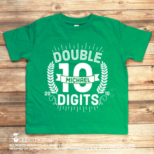 10th Birthday Shirt - Double Digits - Stockberry Studio