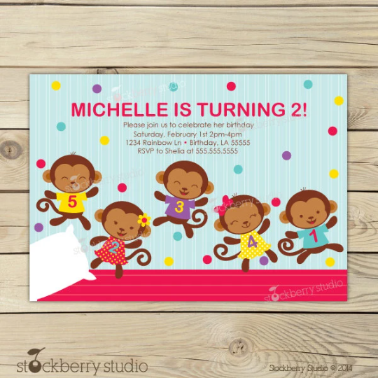 Little Monkeys Birthday Invitation