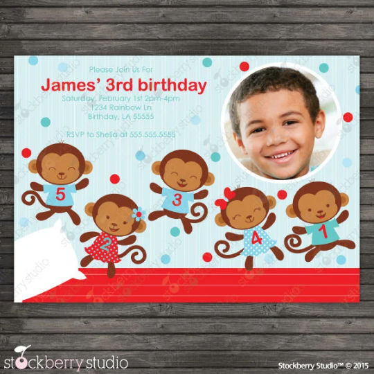 Little Monkeys Birthday Invitation