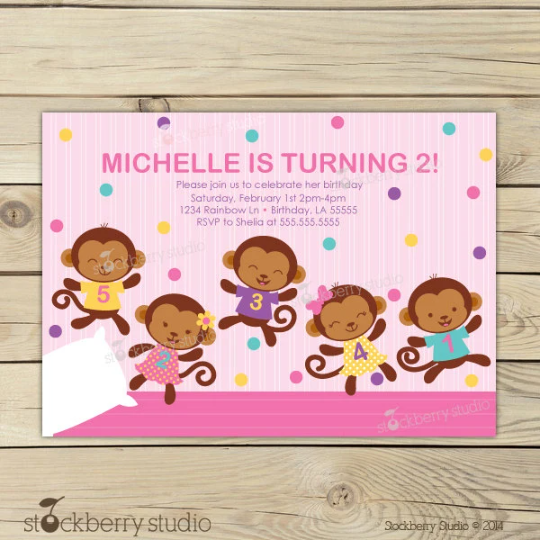 Little Monkeys Birthday Invitation